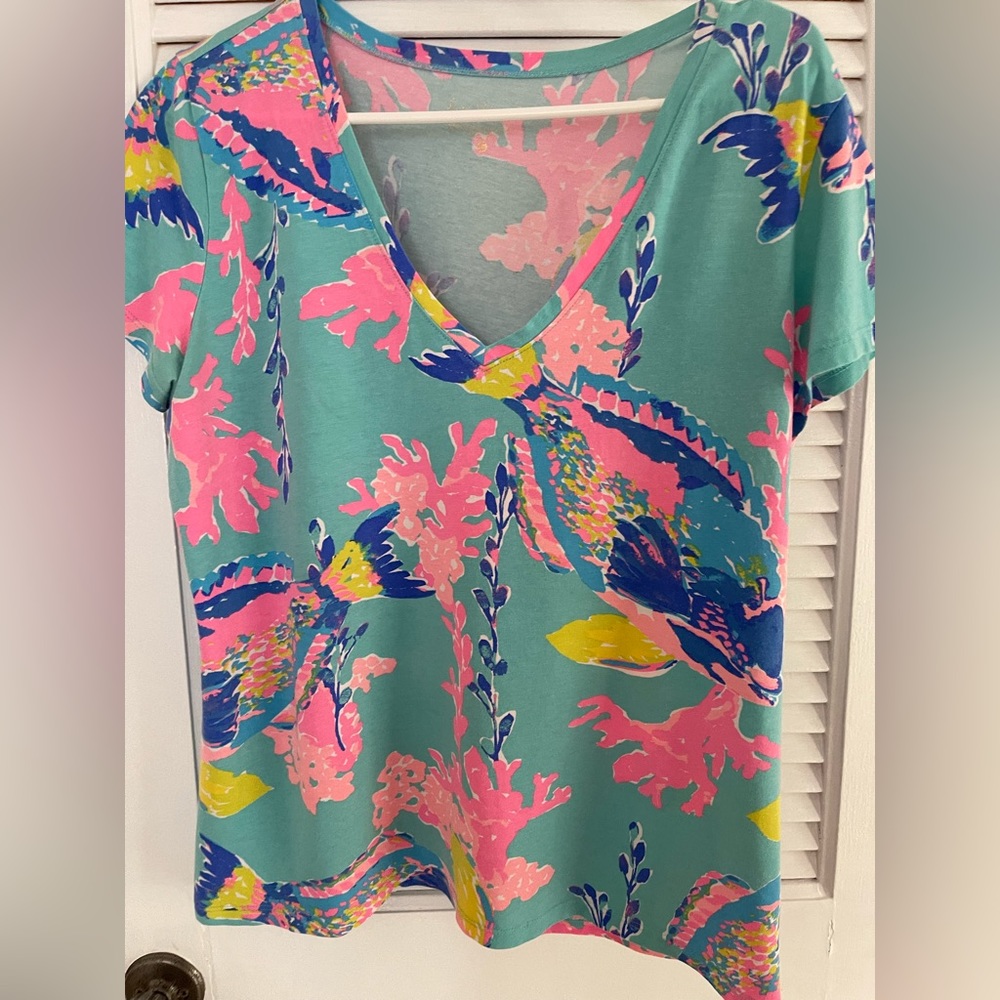 Lilly Pulitzer Mint Multi-Color V-Neck Tee